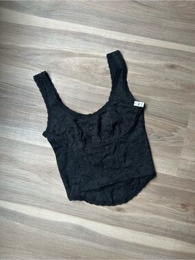 NWT -Victoria’s Secret PINK Black Lace Corset Tank Top - Women's Sleeveless Crop